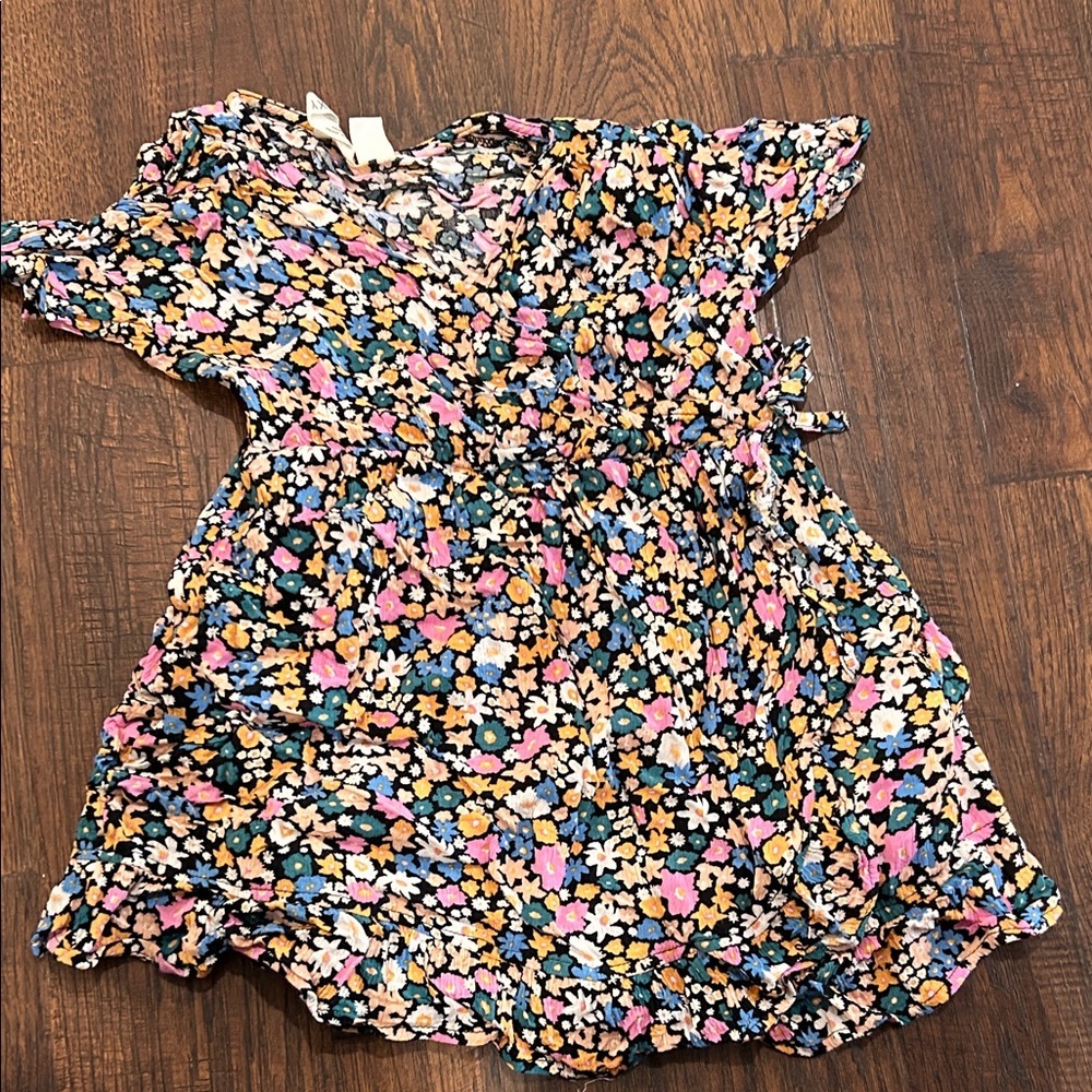 Roxy Kids Dress with Floral Pattern - Pink, Blue, Yellow